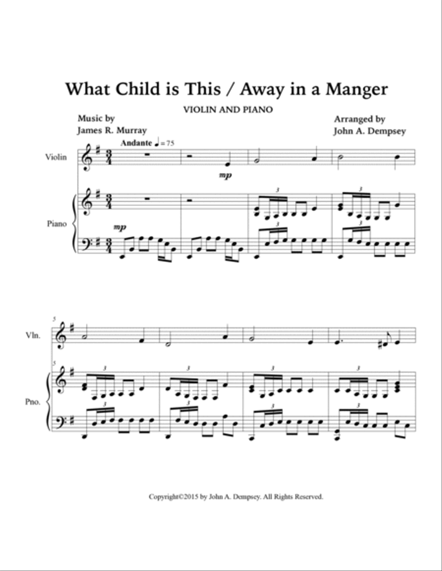 Christmas Medley (What Child is This / Away in a Manger): Violin and Piano Violin Solo scores gallery preview page 5