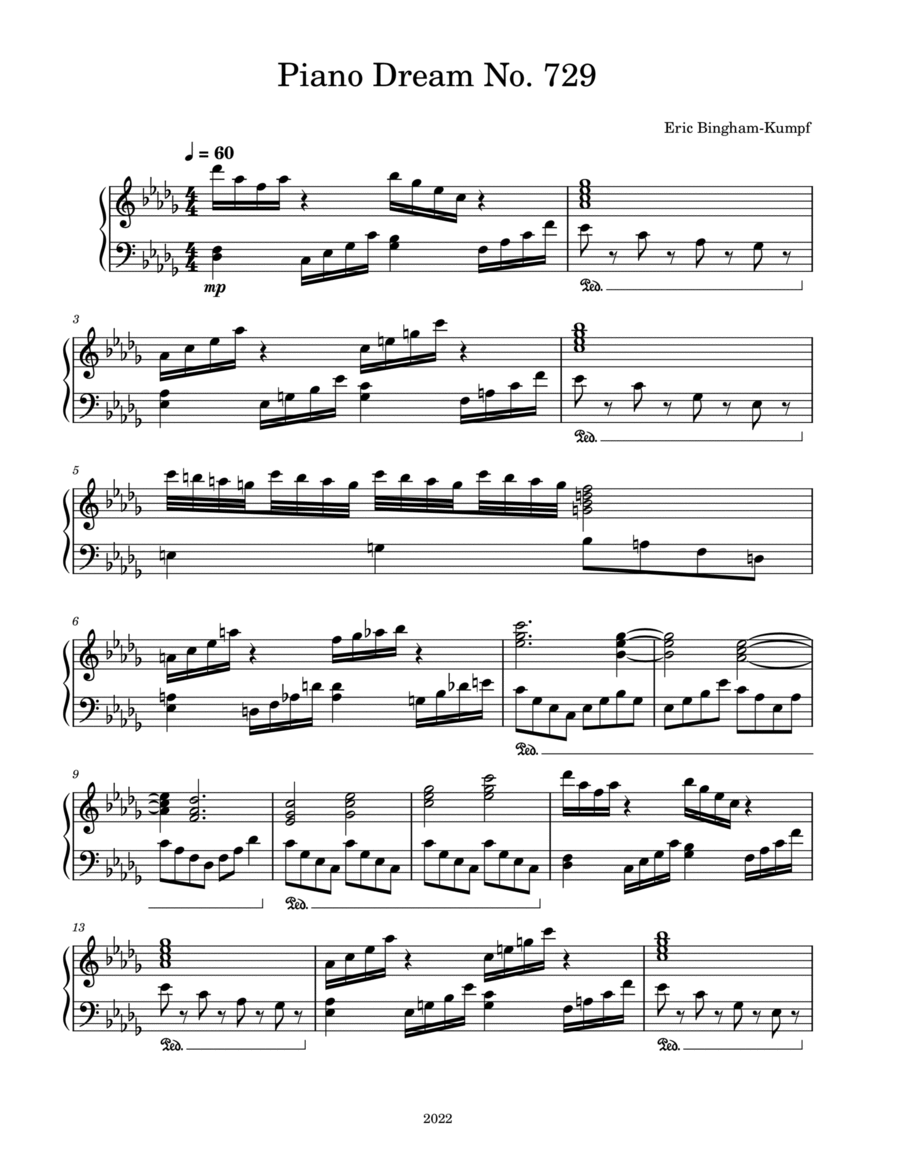 Piano Dream No. 729 Piano Solo scores gallery preview page 1