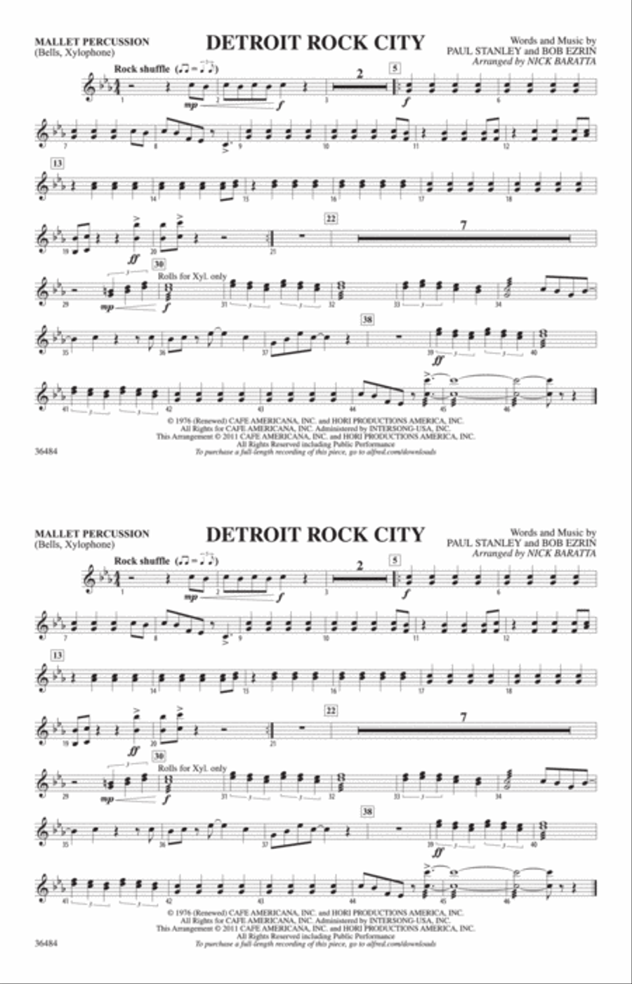 Detroit Rock City: Mallets Marching Band scores gallery preview page 1