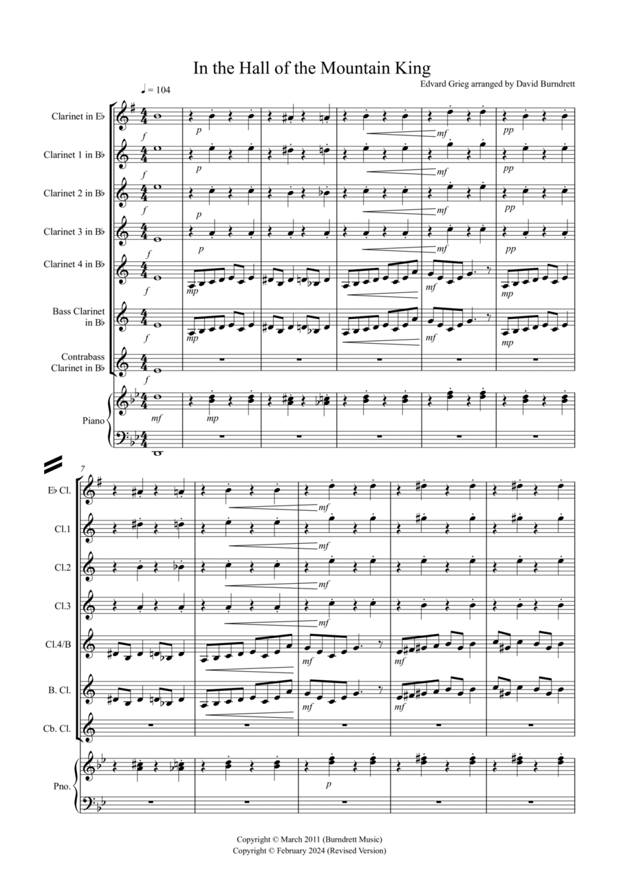 In the Hall of the Mountain King for Clarinet Choir Clarinet Choir scores gallery preview page 1