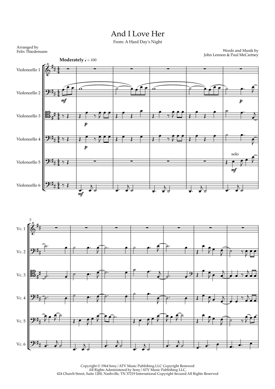 And I Love Her Chamber Music scores gallery preview page 1