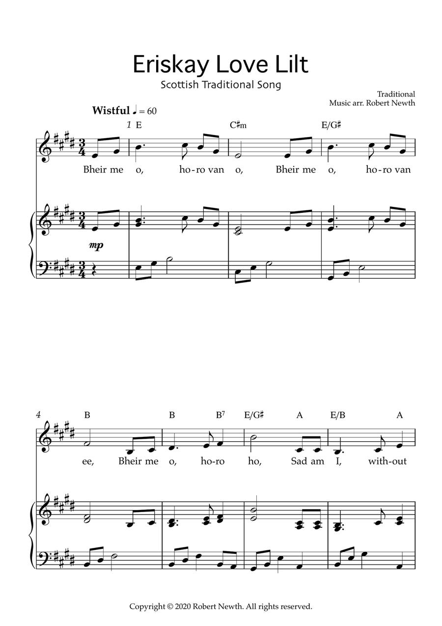 Eriskay Love Lilt (Traditional Scottish Song) Piano, Vocal scores gallery preview page 1