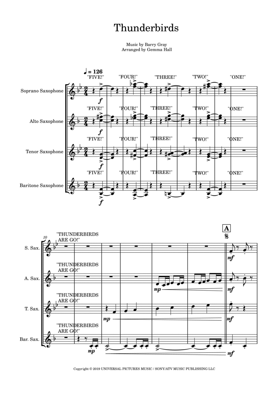 Thunderbirds Thunderbirds Woodwind Quartet scores gallery preview page 1