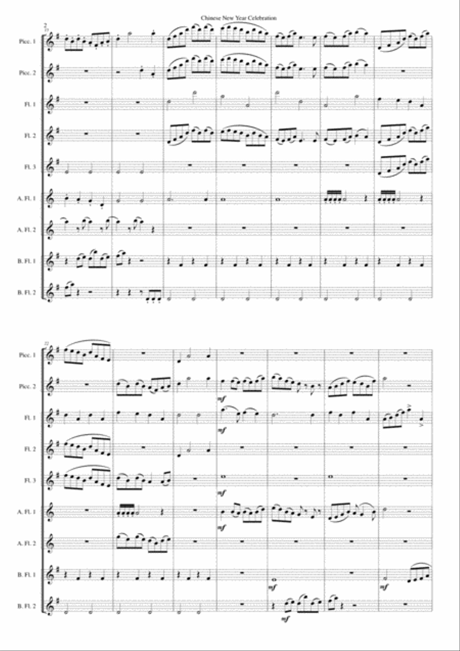 Chinese New Year Celebration for flute choir Chamber Orchestra scores gallery preview page 2