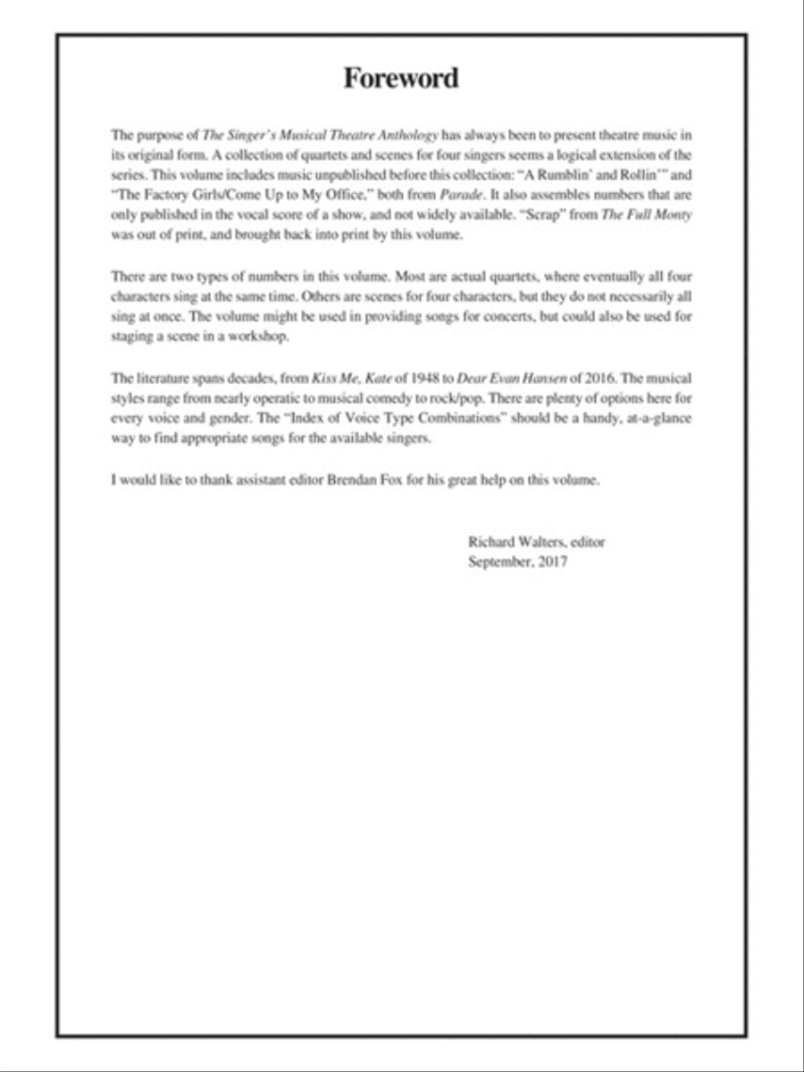 Singer's Musical Theatre Anthology - Quartets Voice scores gallery preview page 2
