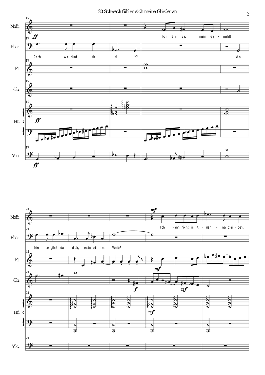ATON Part 20-Schwach fühlen sich meine Glieder an (2 voices, harp, cello, oboe, flute) Harp scores gallery preview page 3