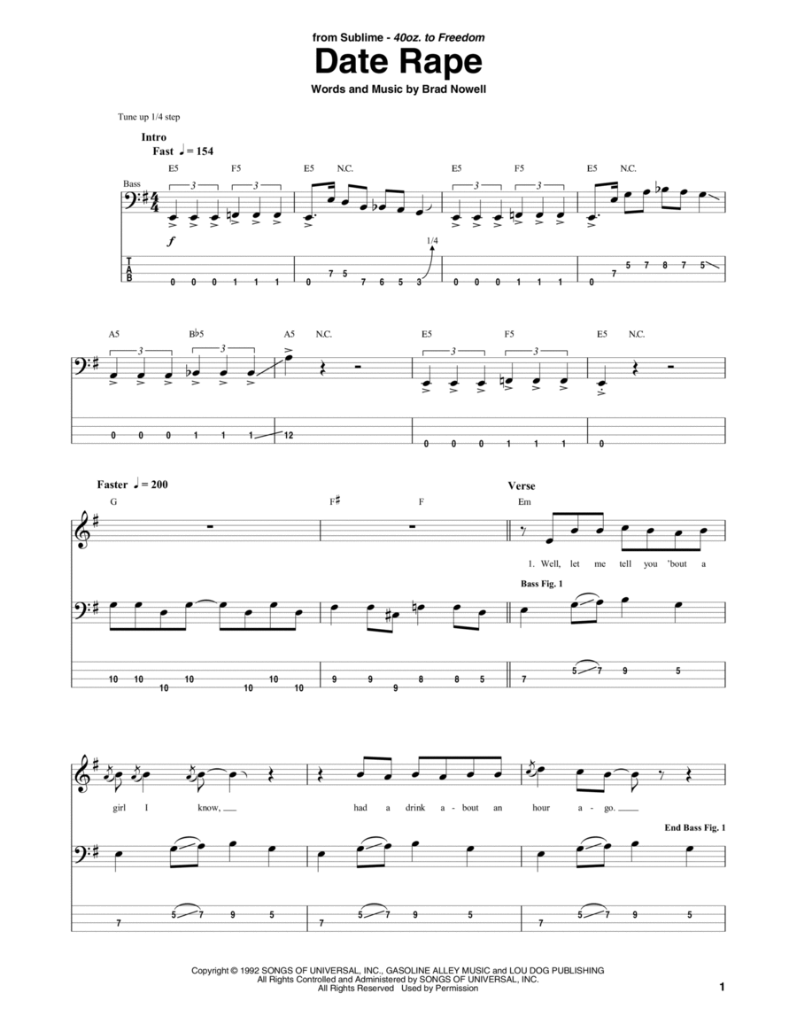 Date Rape Date Rape Guitar Tablature scores gallery preview page 1