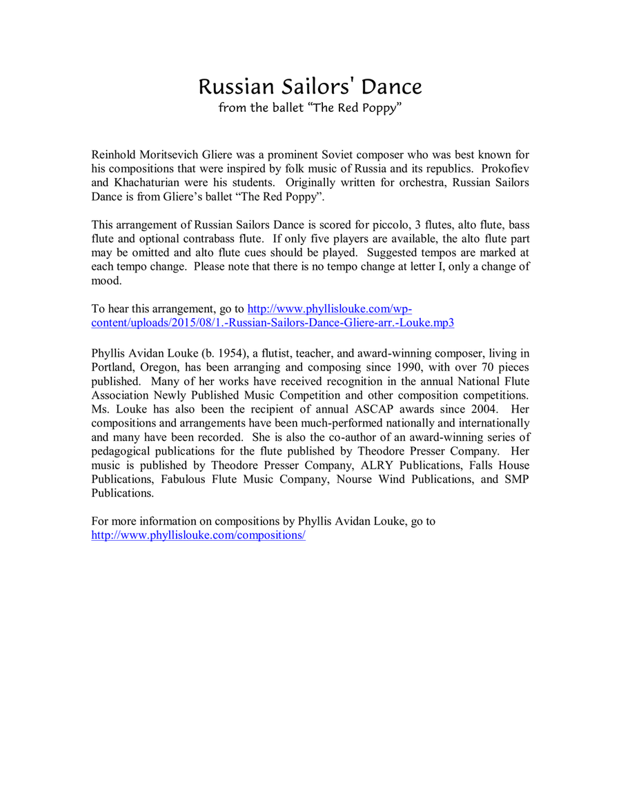 Russian Sailor's Dance Woodwind Ensemble scores gallery preview page 2