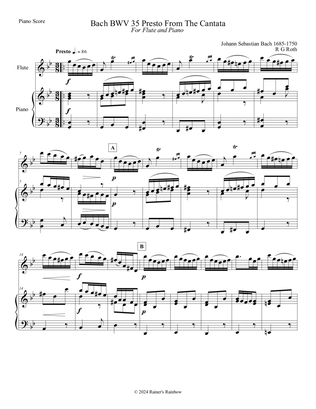 Bach BWV 35 Presto from the Cantata in G Minor Flute and Piano
