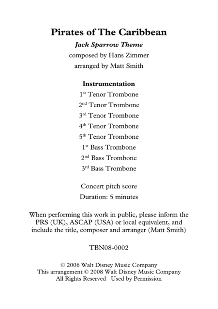 Jack Sparrow Trombone Solo scores gallery preview page 2