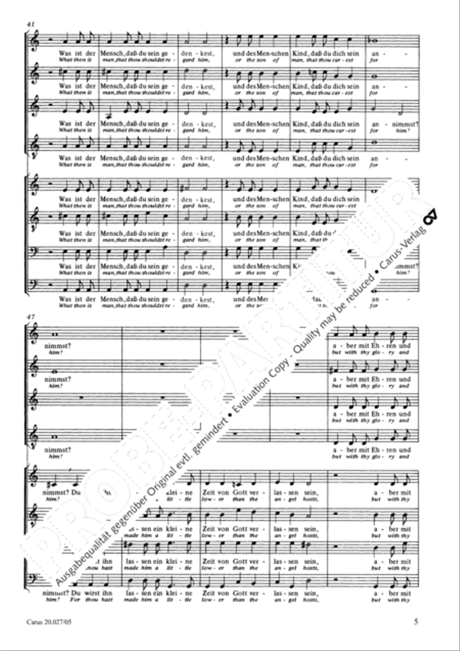O Lord our Lord God (Herr, unser Herrscher) SSATB scores gallery preview page 6