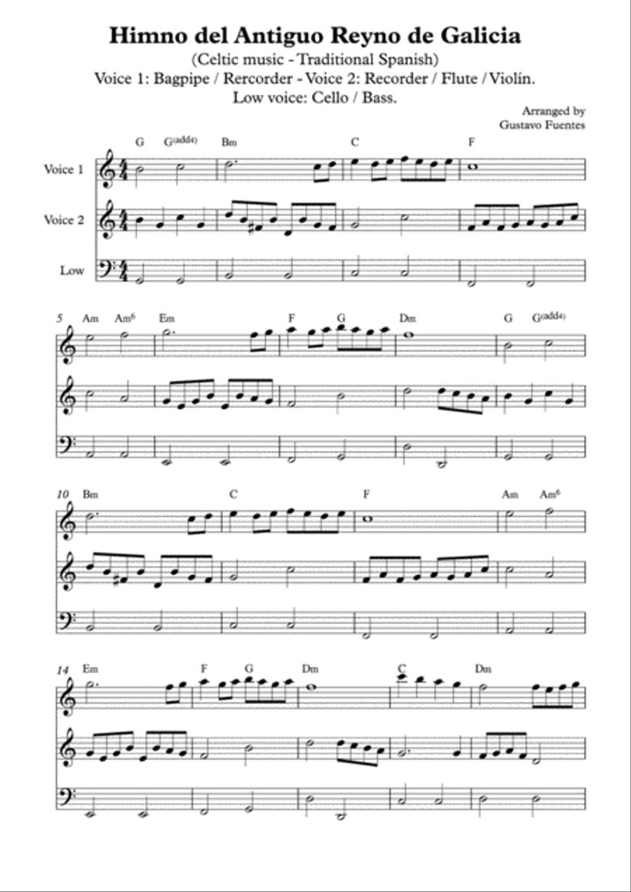 Himno del Antiguo Reyno de Galicia - Celtic song Woodwind Ensemble scores gallery preview page 2