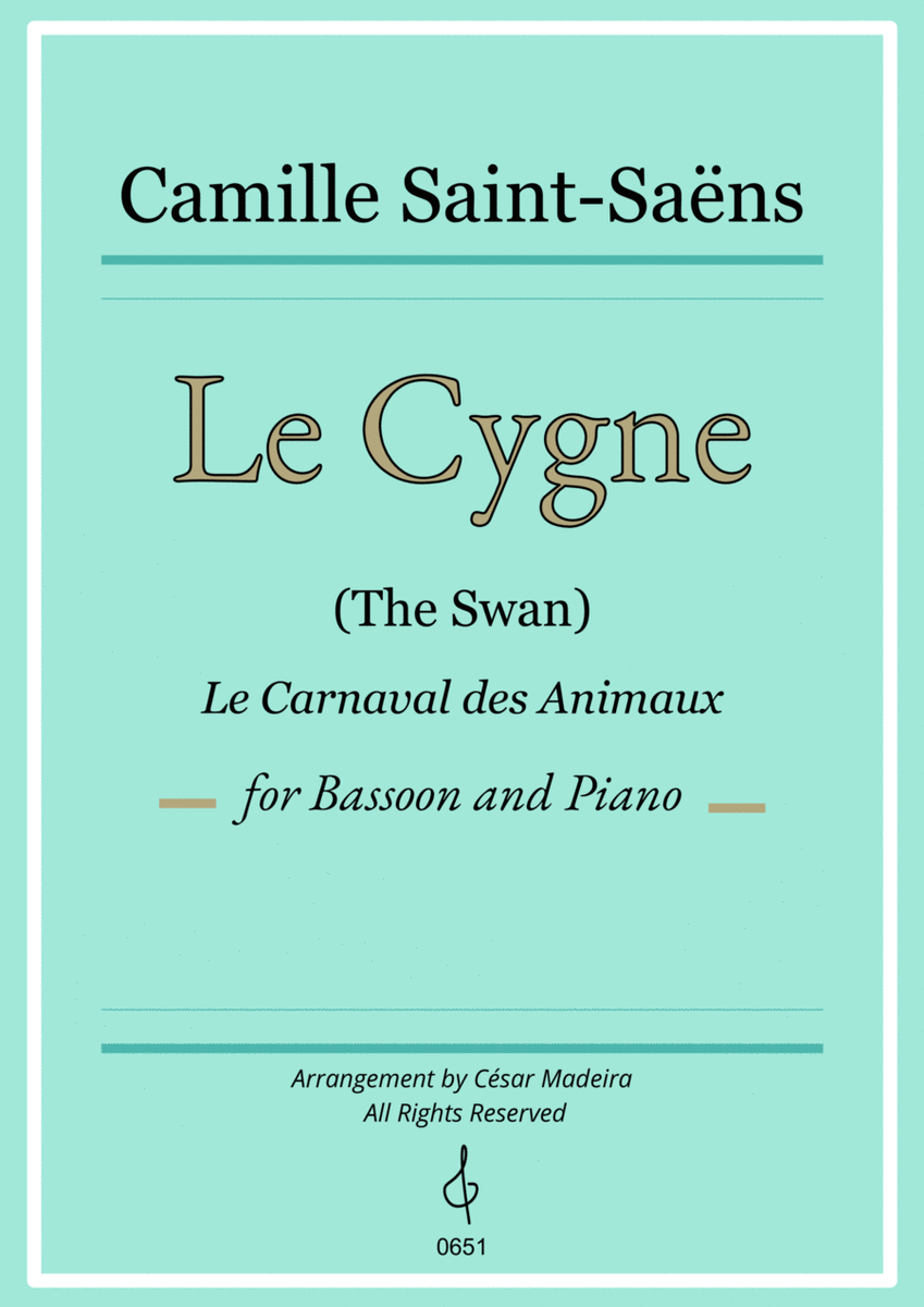 The Swan (Le Cygne) by Saint-Saens - Bassoon and Piano (Individual Parts) image number null