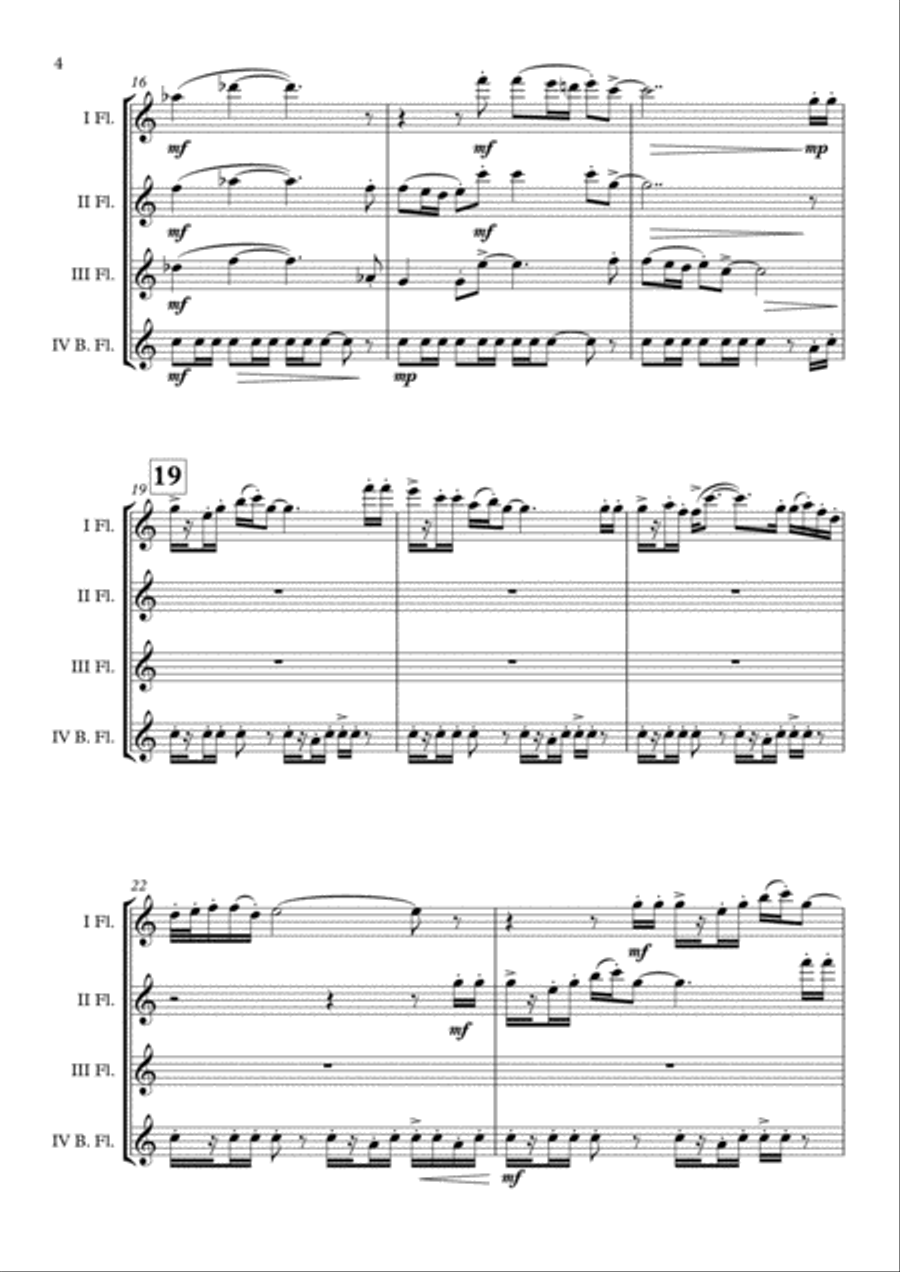 Bugler's Dream (Olympic Fanfare) Flute Quartet scores gallery preview page 5
