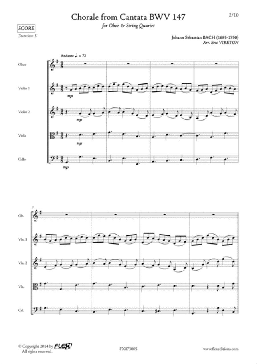 Chorale from Cantata BVW 147 Cello scores gallery preview page 2