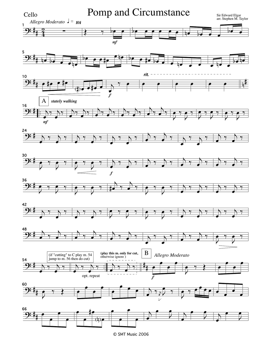 Pomp and Circumstance March no. 1 (graduation) string quartet String Quartet scores gallery preview page 3