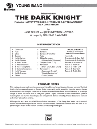 Book cover for The Dark Knight, Selections from: Score
