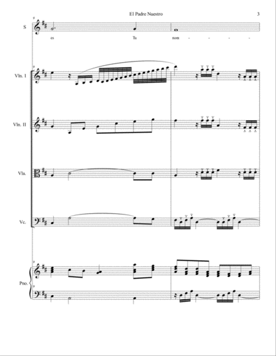 El Padre Nuestro (score and parts) Chamber Orchestra scores gallery preview page 4