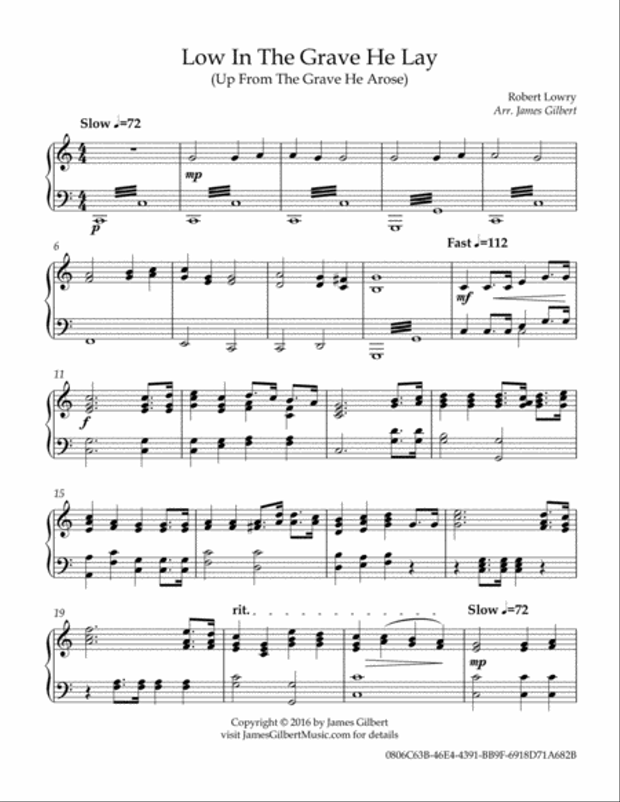 Low In The Grave He Lay (Up From The Grave He Arose) Piano Solo scores gallery preview page 2