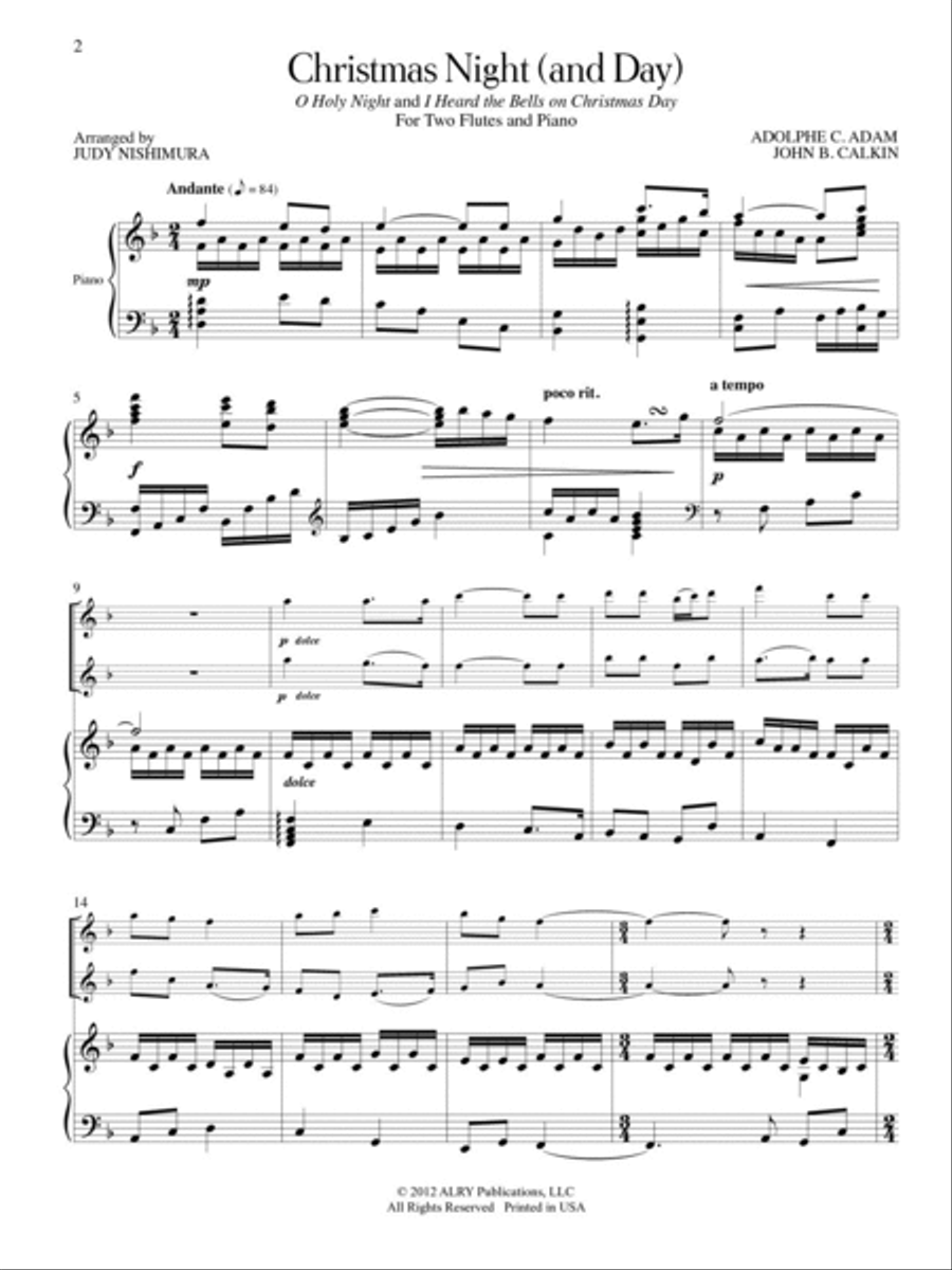 Christmas Night (and Day) for Two Flutes and Piano Flute Duet scores gallery preview page 2