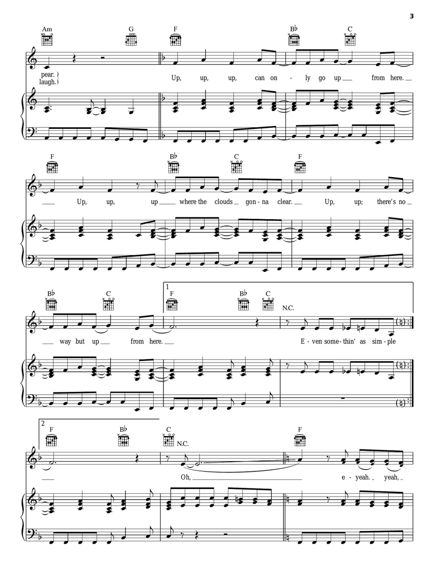 Up! Up! Piano, Vocal, Guitar scores gallery preview page 3