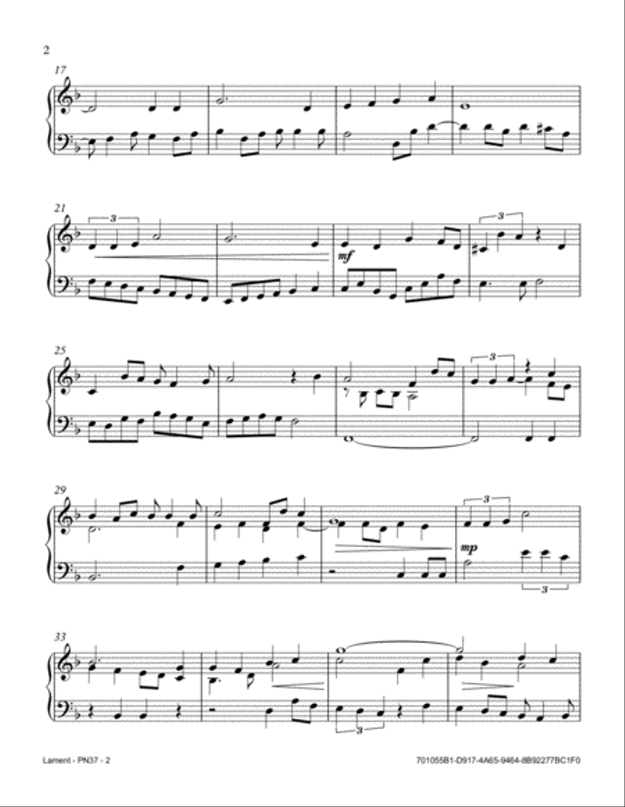 Lament Lament Piano Solo scores gallery preview page 2