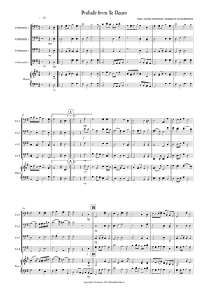 Prelude from Te Deum for Cello Quartet