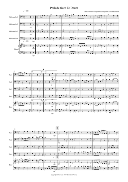 Prelude from Te Deum for Cello Quartet image number null