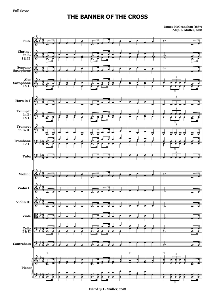 The Banner of the Cross - for Beginner Orchestra. (with chords) Chamber Music scores gallery preview page 1