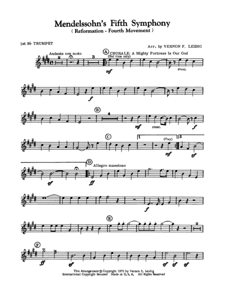 Mendelssohn's 5th Symphony "Reformation," 4th Movement: 1st B-flat Trumpet
