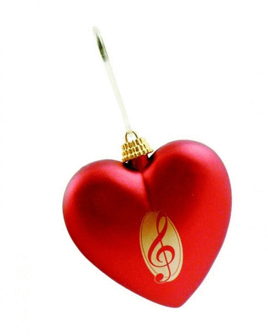 Treble Clef Red Heart Ornament