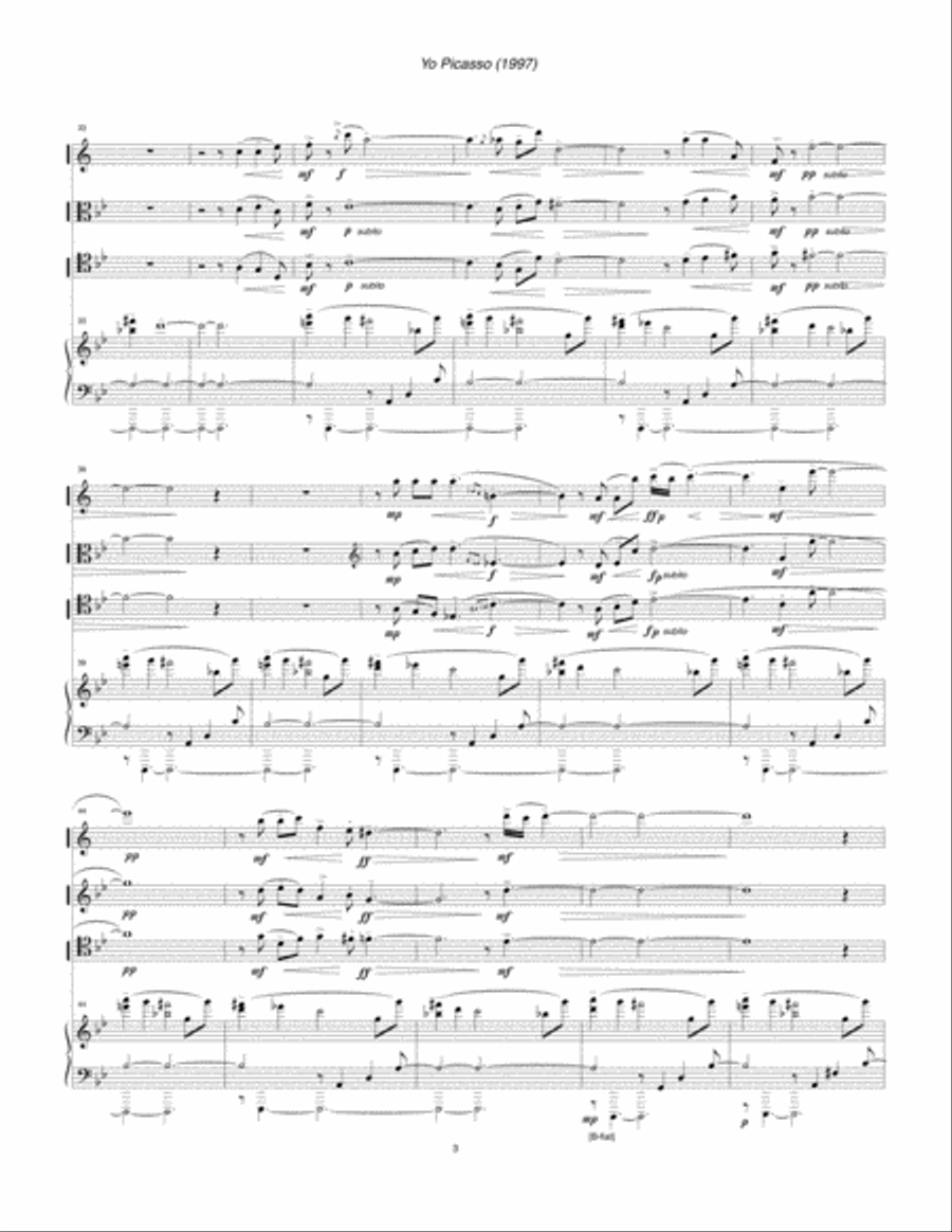 Yo Picasso (1997) for clarinet, viola, cello and piano Small Ensemble scores gallery preview page 5