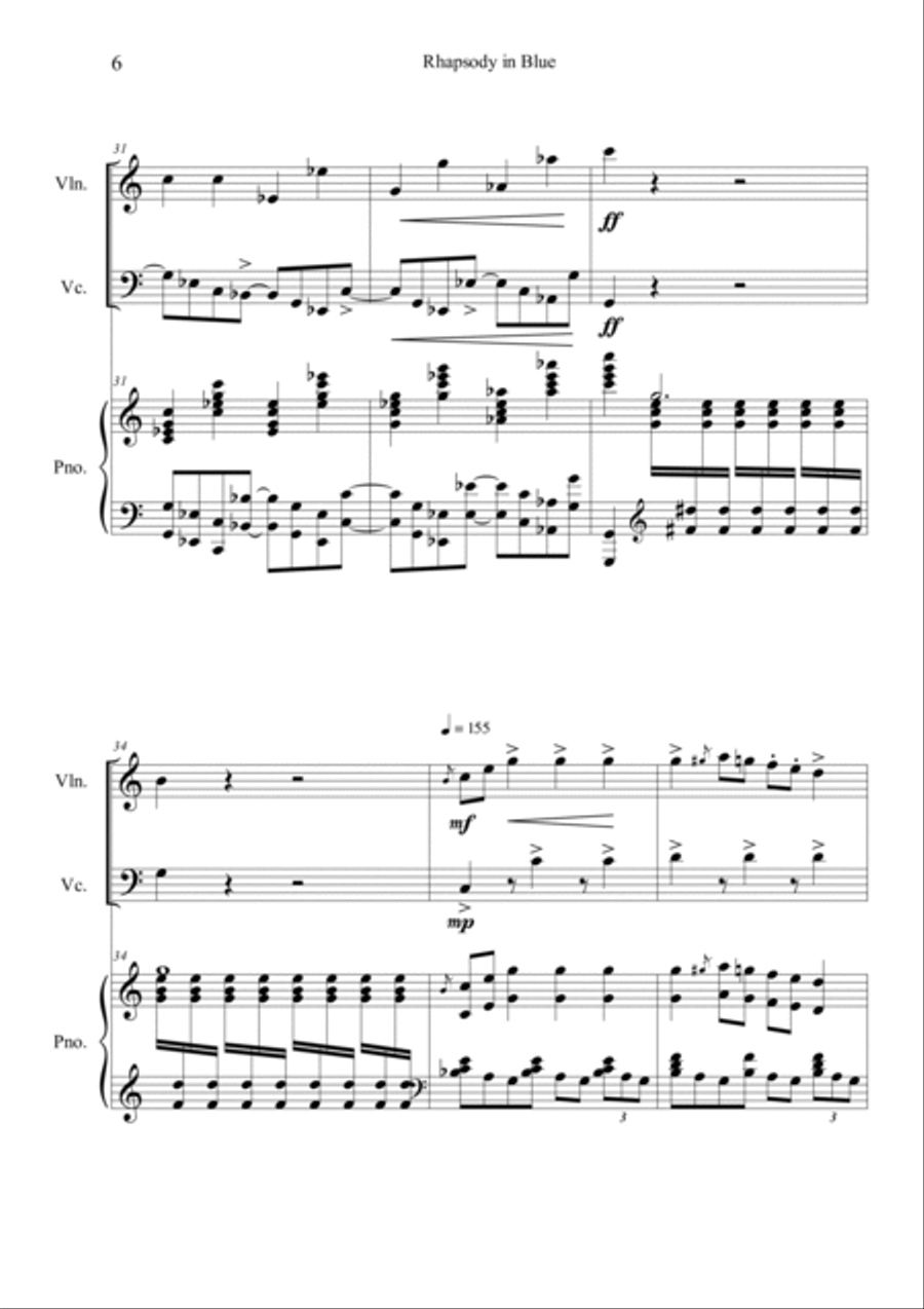 Rhapsody in Blue Piano Trio scores gallery preview page 6