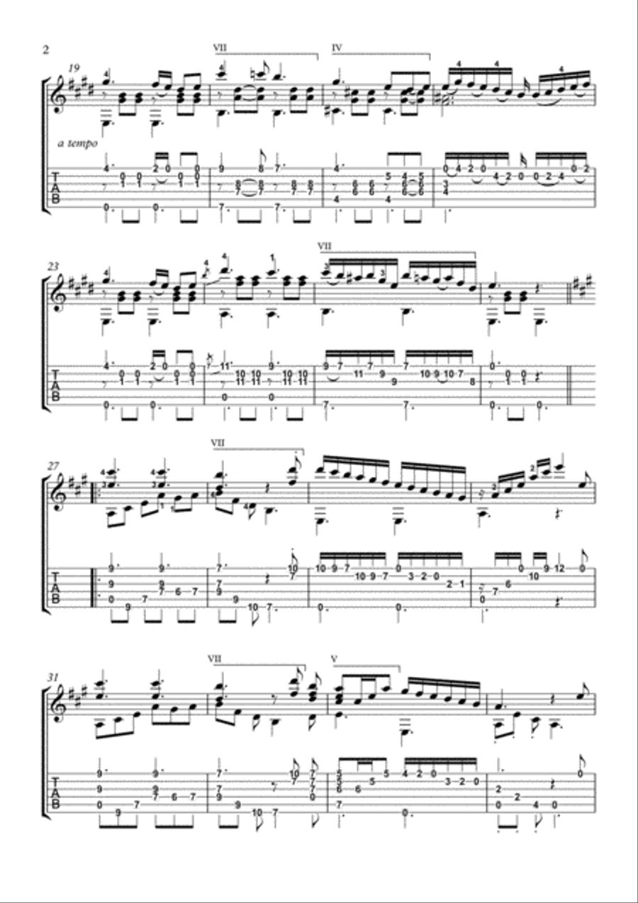 Valse for Classical Guitar with tablature Acoustic Guitar scores gallery preview page 2