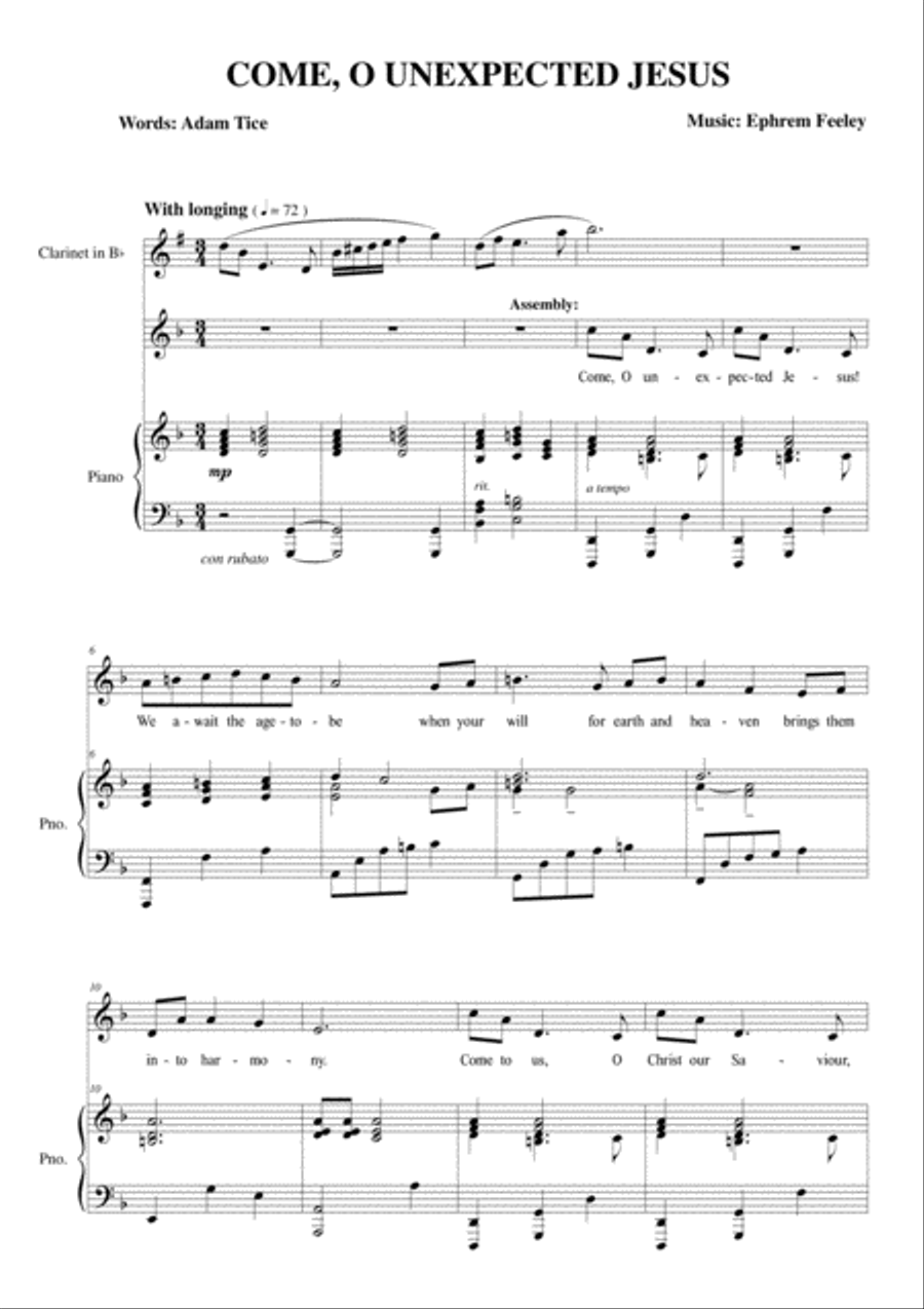 Come, O Unexpected Jesus 3-Part scores gallery preview page 2