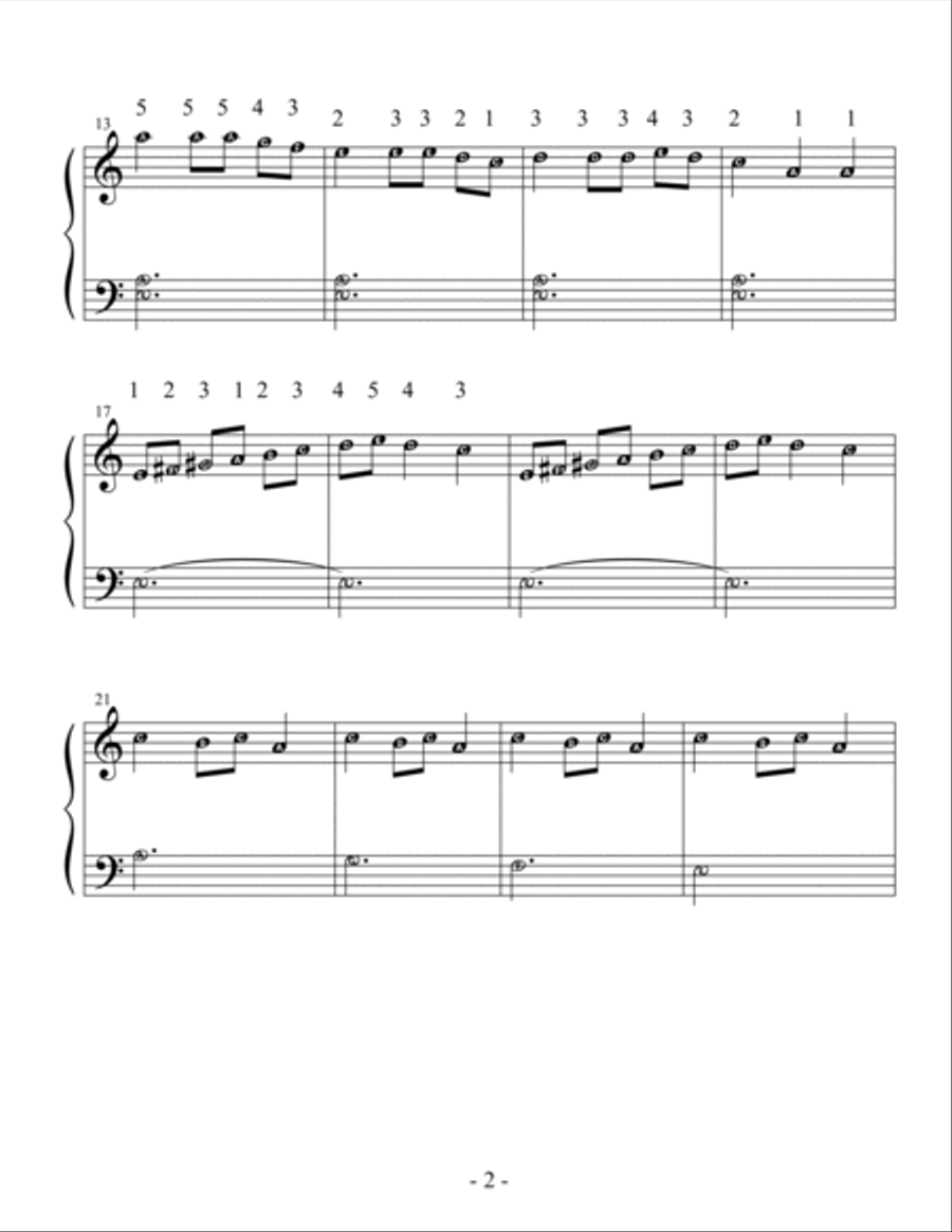 Carol Of The Bells (BIG NOTE VERSION WITH FINGERING) Easy Piano scores gallery preview page 2