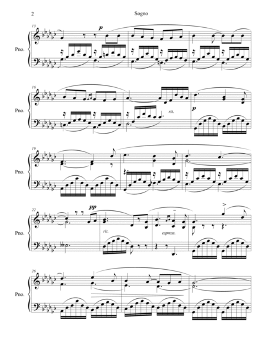 Sogno - For Piano Solo Piano Solo scores gallery preview page 2