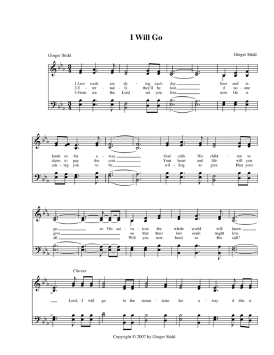I Will Go I Will Go Piano Solo scores gallery preview page 1