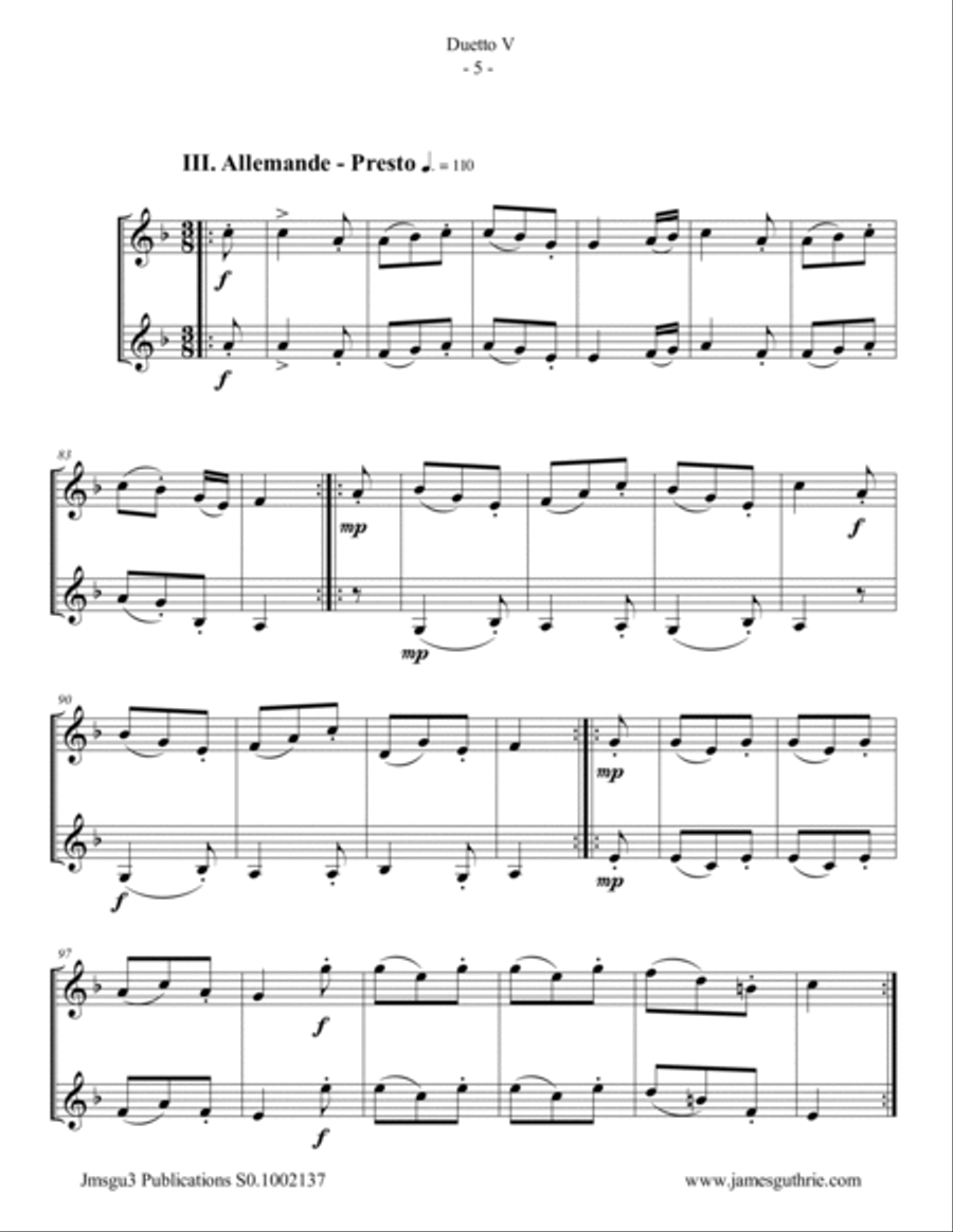 Stamitz: Duet Op. 27 No. 5 for French Horn Duo Brass Duet scores gallery preview page 5