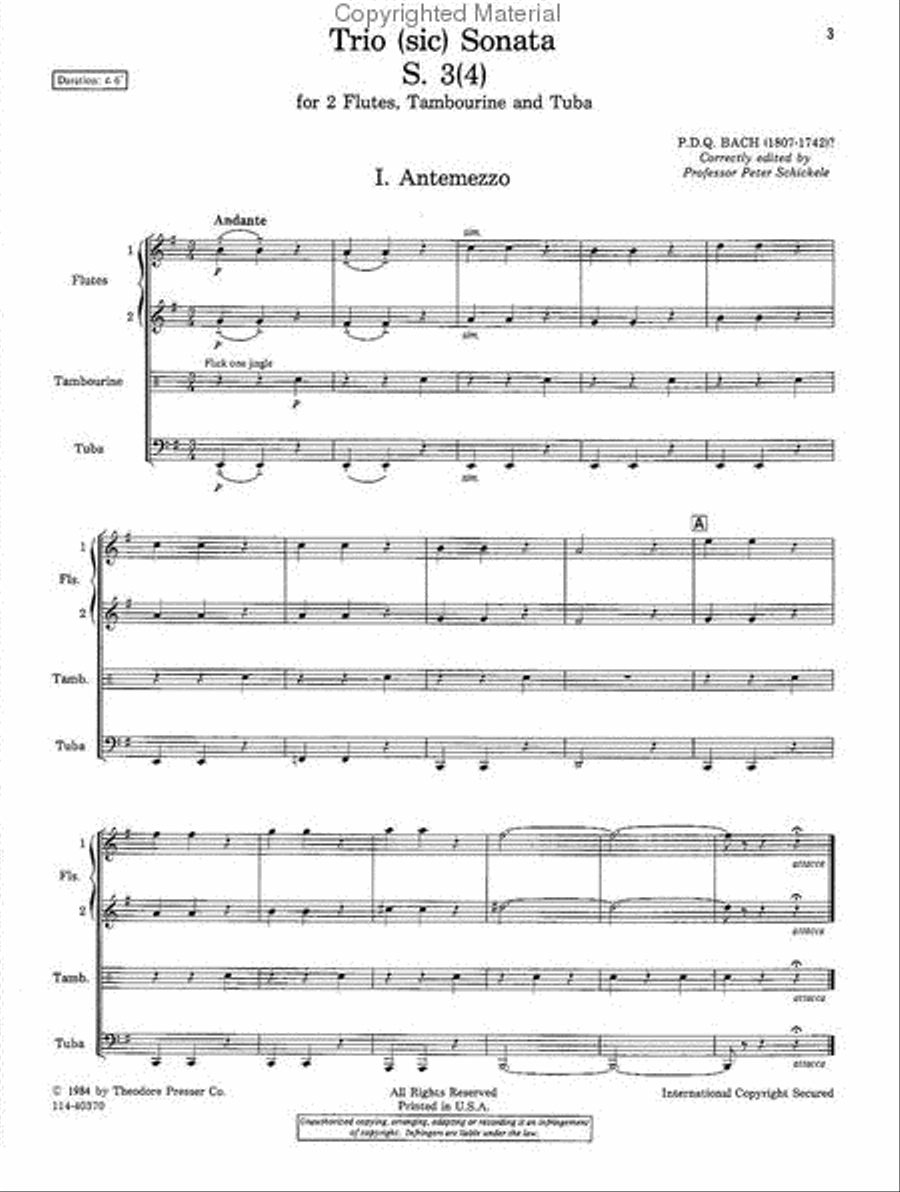 Trio (Sic) Sonata Trio (Sic) Sonata Chamber Music scores gallery preview page 2
