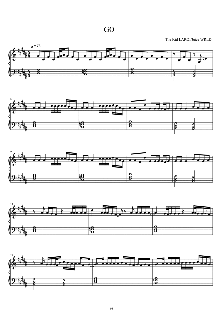 Go Piano Solo scores gallery preview page 1