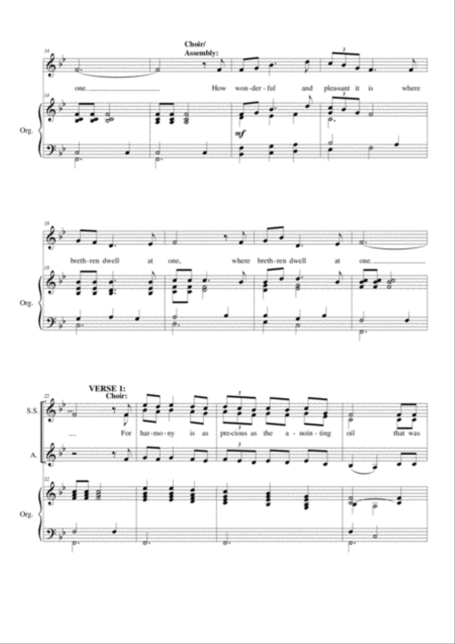 Psalm 133: How Wonderful and Pleasant it is SSA scores gallery preview page 3