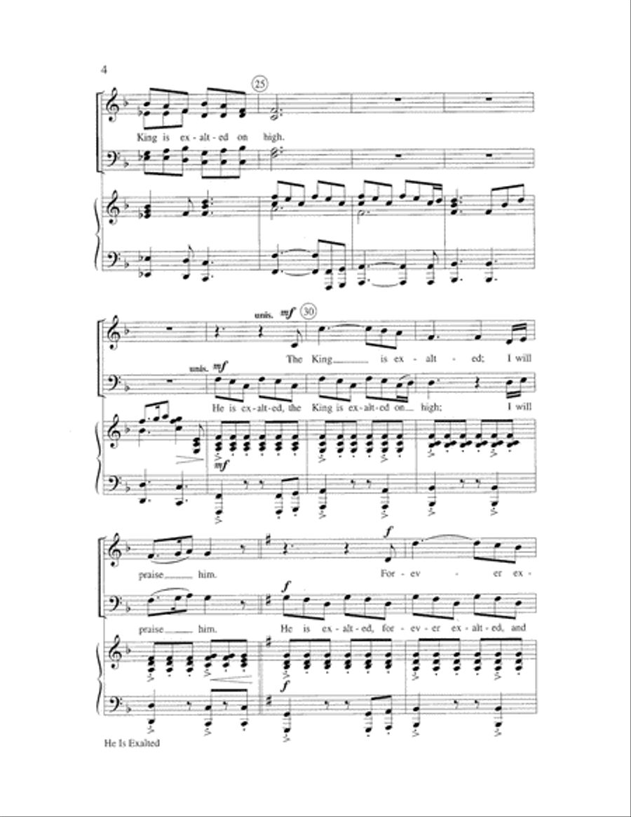 He Is Exalted 4-Part scores gallery preview page 4