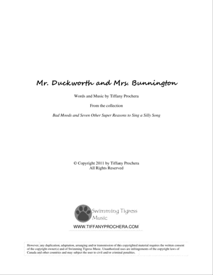 Mr. Duckworth and Mrs. Bunnington - from Bad Moods And Seven Other Super Reasons To Sing A Silly Son Voice Solo scores gallery preview page 1