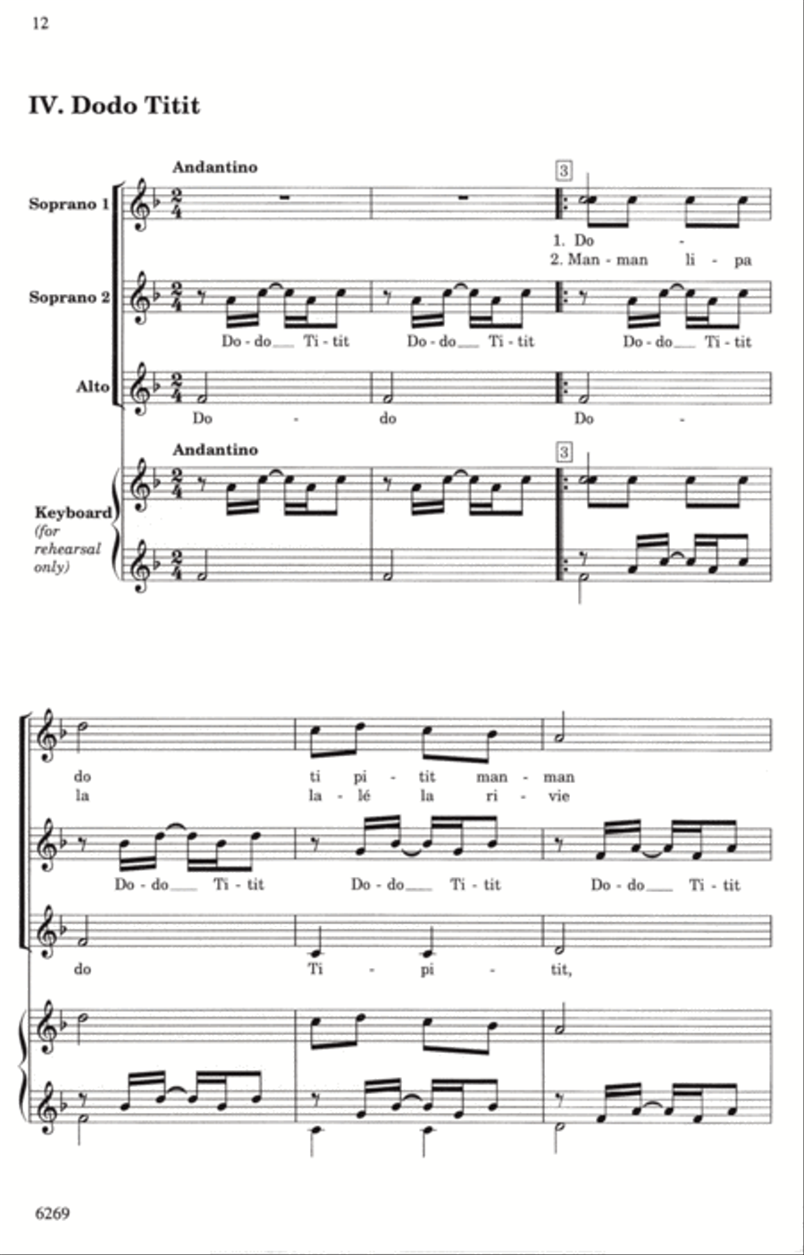 Cinq Chansons Folkloriques d'Haiti SSA scores gallery preview page 3