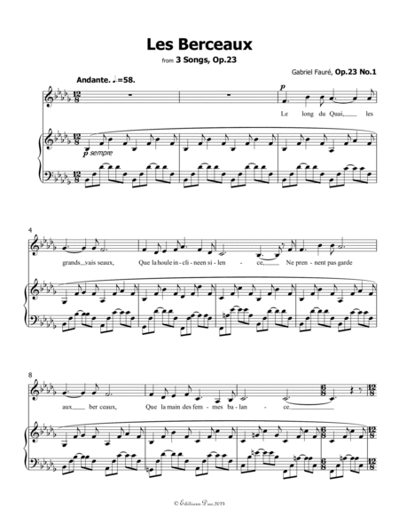 Les Berceaux, by Gabriel Fauré, in b flat minor