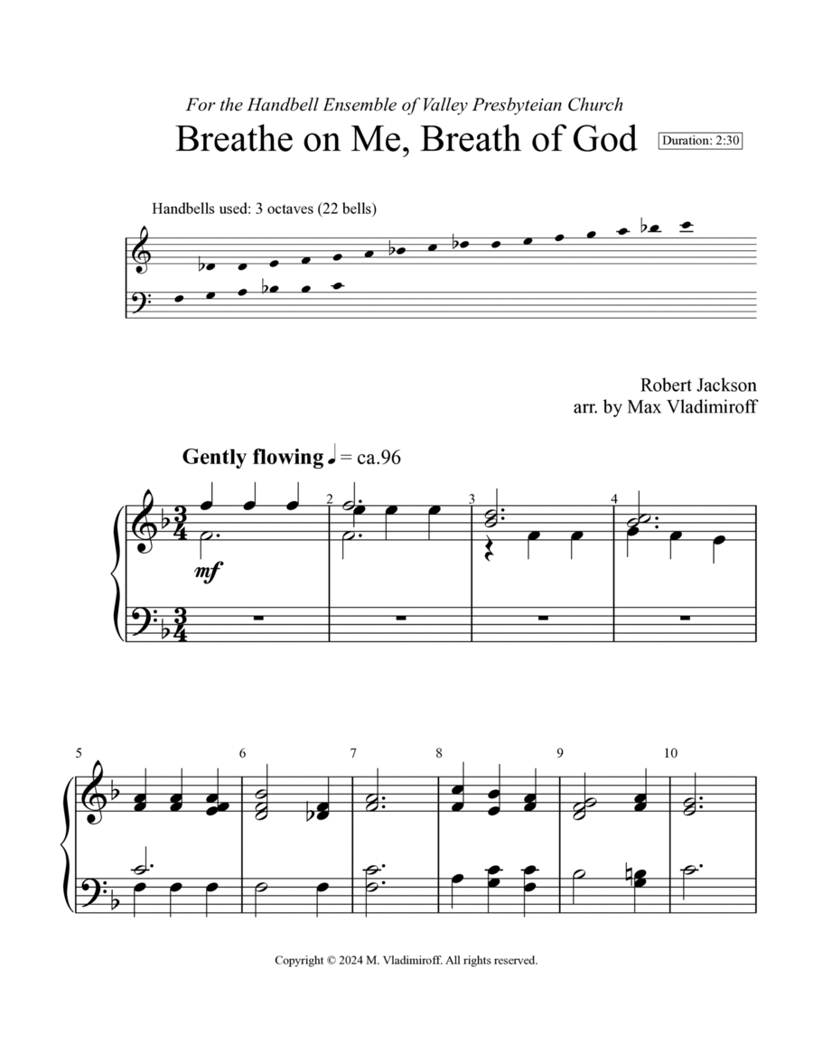 Breathe on me, Breath of God Handbell Choir scores gallery preview page 1