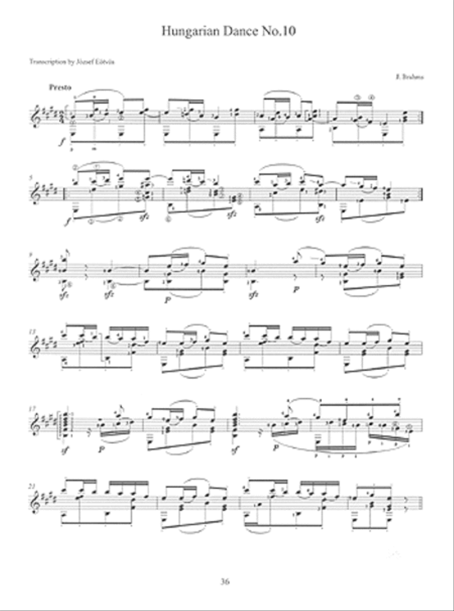 Johannes Brahms Hungarian Dances for Solo Guitar Acoustic Guitar scores gallery preview page 4