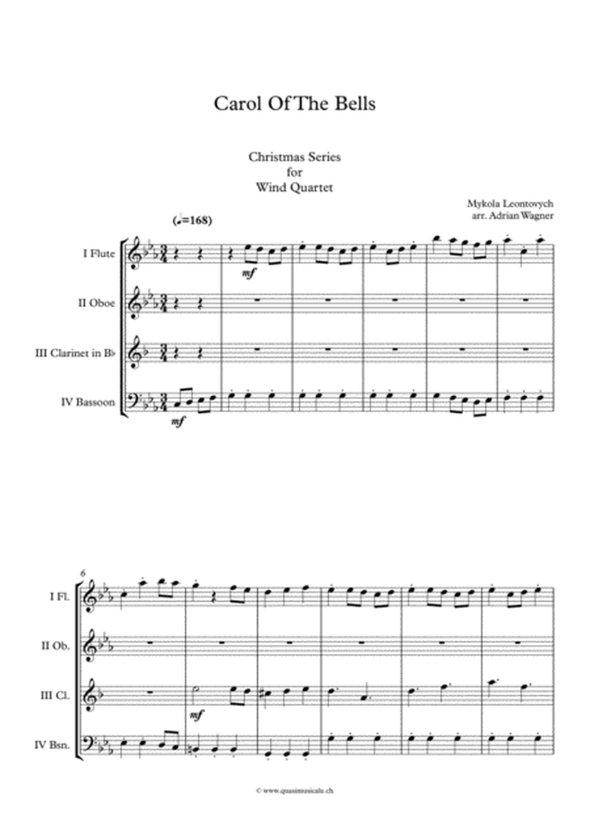 "Carol Of The Bells" (Pentatonix Style) Wind Quartet arr. Adrian Wagner image number null