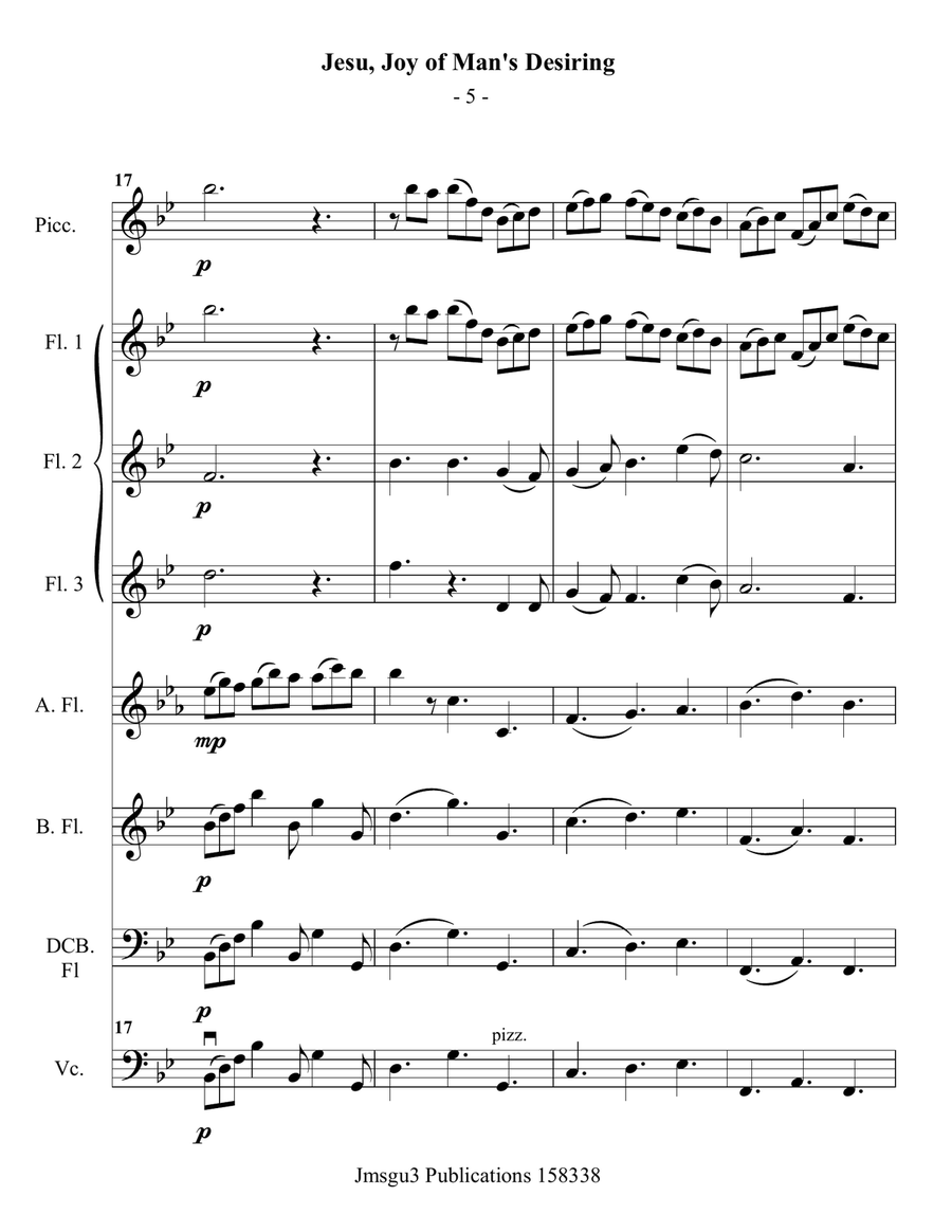 Bach: Jesu, Joy of Man's Desiring for Flute Choir Flute Choir scores gallery preview page 5